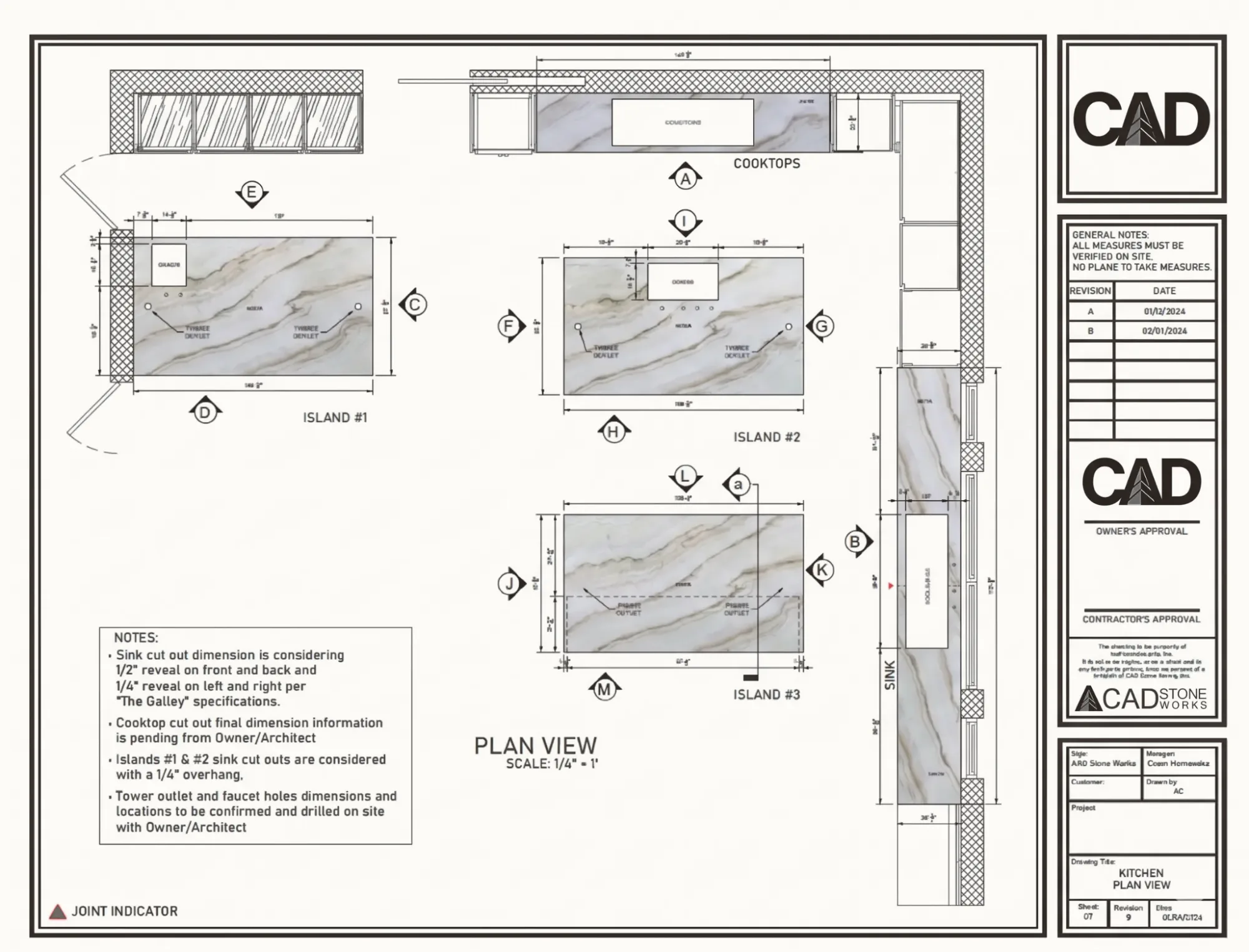 CAD Stone Works Technical Kitchen Plan View Drawing